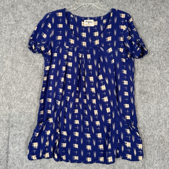 Anthropologie Holding Horses Abstraction Tunic Top Size S Blue Western Slouchy - Picture 2 of 12